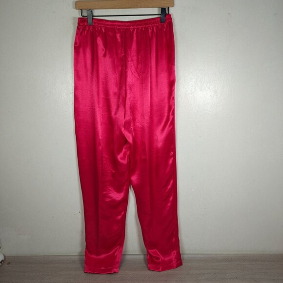 Vintage Victorias Secret Pajama Set Hot Pink Magenta Satin Blazer & Pants Size S - Picture 7 of 8